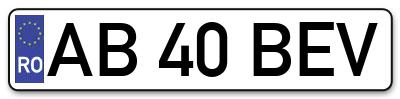 Placuta inmatriculare numar auto  AB-40-BEV, AB 40 BEV, AB40BEV