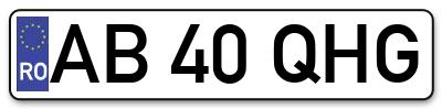 Placuta inmatriculare numar auto  AB-40-QHG, AB 40 QHG, AB40QHG