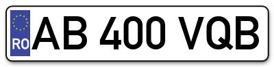 Placuta inmatriculare numar auto  AB-400-VQB, AB 400 VQB, AB400VQB