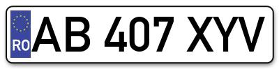 Placuta inmatriculare numar auto  AB-407-XYV, AB 407 XYV, AB407XYV