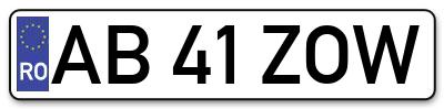 Placuta inmatriculare numar auto  AB-41-ZOW, AB 41 ZOW, AB41ZOW