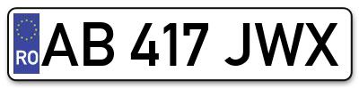 Placuta inmatriculare numar auto  AB-417-JWX, AB 417 JWX, AB417JWX