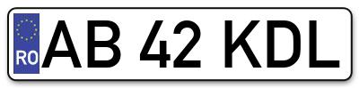 Placuta inmatriculare numar auto  AB-42-KDL, AB 42 KDL, AB42KDL