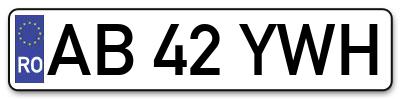 Placuta inmatriculare numar auto  AB-42-YWH, AB 42 YWH, AB42YWH
