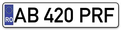 Placuta inmatriculare numar auto  AB-420-PRF, AB 420 PRF, AB420PRF