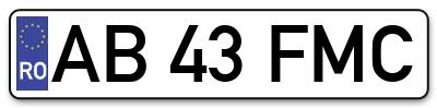Placuta inmatriculare numar auto  AB-43-FMC, AB 43 FMC, AB43FMC