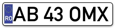 Placuta inmatriculare numar auto  AB-43-OMX, AB 43 OMX, AB43OMX