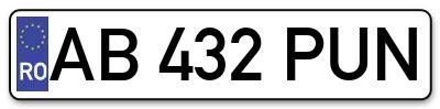 Placuta inmatriculare numar auto  AB-432-PUN, AB 432 PUN, AB432PUN