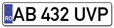 Placuta inmatriculare numar auto  AB-432-UVP, AB 432 UVP, AB432UVP
