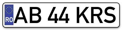 Placuta inmatriculare numar auto  AB-44-KRS, AB 44 KRS, AB44KRS
