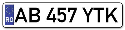 Placuta inmatriculare numar auto  AB-457-YTK, AB 457 YTK, AB457YTK