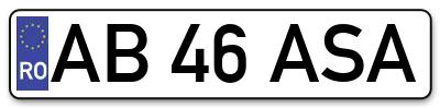 Placuta inmatriculare numar auto  AB-46-ASA, AB 46 ASA, AB46ASA