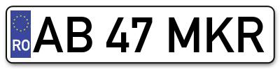 Placuta inmatriculare numar auto  AB-47-MKR, AB 47 MKR, AB47MKR