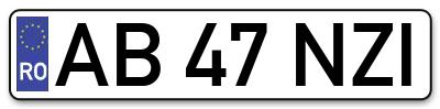 Placuta inmatriculare numar auto  AB-47-NZI, AB 47 NZI, AB47NZI