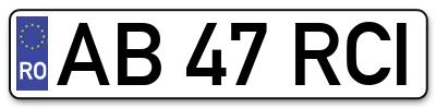 Placuta inmatriculare numar auto  AB-47-RCI, AB 47 RCI, AB47RCI
