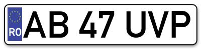 Placuta inmatriculare numar auto  AB-47-UVP, AB 47 UVP, AB47UVP