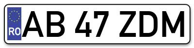 Placuta inmatriculare numar auto  AB-47-ZDM, AB 47 ZDM, AB47ZDM