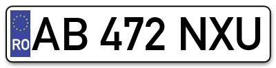 Placuta inmatriculare numar auto  AB-472-NXU, AB 472 NXU, AB472NXU