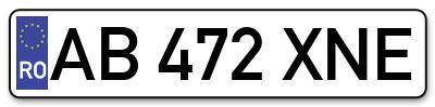 Placuta inmatriculare numar auto  AB-472-XNE, AB 472 XNE, AB472XNE