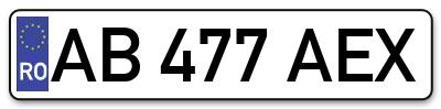 Placuta inmatriculare numar auto  AB-477-AEX, AB 477 AEX, AB477AEX