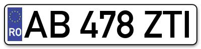 Placuta inmatriculare numar auto  AB-478-ZTI, AB 478 ZTI, AB478ZTI