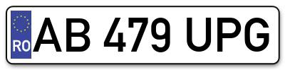 Placuta inmatriculare numar auto  AB-479-UPG, AB 479 UPG, AB479UPG