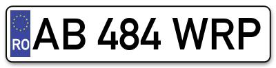 Placuta inmatriculare numar auto  AB-484-WRP, AB 484 WRP, AB484WRP