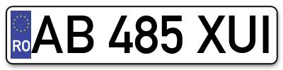 Placuta inmatriculare numar auto  AB-485-XUI, AB 485 XUI, AB485XUI