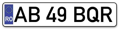 Placuta inmatriculare numar auto  AB-49-BQR, AB 49 BQR, AB49BQR