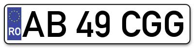 Placuta inmatriculare numar auto  AB-49-CGG, AB 49 CGG, AB49CGG