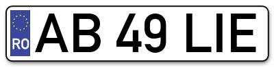 Placuta inmatriculare numar auto  AB-49-LIE, AB 49 LIE, AB49LIE