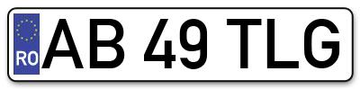 Placuta inmatriculare numar auto  AB-49-TLG, AB 49 TLG, AB49TLG