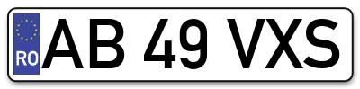 Placuta inmatriculare numar auto  AB-49-VXS, AB 49 VXS, AB49VXS