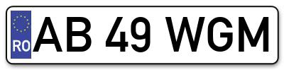 Placuta inmatriculare numar auto  AB-49-WGM, AB 49 WGM, AB49WGM
