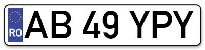 Placuta inmatriculare numar auto  AB-49-YPY, AB 49 YPY, AB49YPY