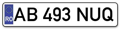 Placuta inmatriculare numar auto  AB-493-NUQ, AB 493 NUQ, AB493NUQ
