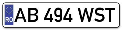 Placuta inmatriculare numar auto  AB-494-WST, AB 494 WST, AB494WST