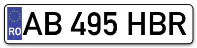 Placuta inmatriculare numar auto  AB-495-HBR, AB 495 HBR, AB495HBR