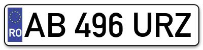 Placuta inmatriculare numar auto  AB-496-URZ, AB 496 URZ, AB496URZ