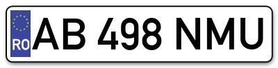 Placuta inmatriculare numar auto  AB-498-NMU, AB 498 NMU, AB498NMU