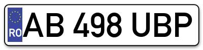 Placuta inmatriculare numar auto  AB-498-UBP, AB 498 UBP, AB498UBP