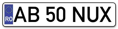 Placuta inmatriculare numar auto  AB-50-NUX, AB 50 NUX, AB50NUX