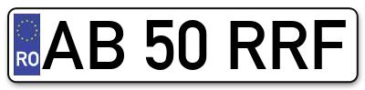 Placuta inmatriculare numar auto  AB-50-RRF, AB 50 RRF, AB50RRF
