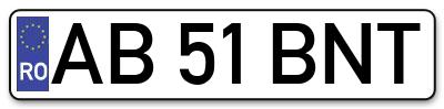 Placuta inmatriculare numar auto  AB-51-BNT, AB 51 BNT, AB51BNT