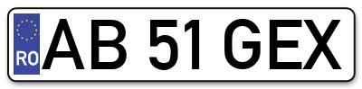 Placuta inmatriculare numar auto  AB-51-GEX, AB 51 GEX, AB51GEX