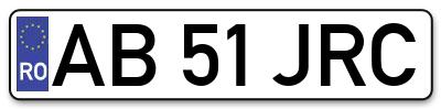 Placuta inmatriculare numar auto  AB-51-JRC, AB 51 JRC, AB51JRC