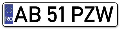 Placuta inmatriculare numar auto  AB-51-PZW, AB 51 PZW, AB51PZW