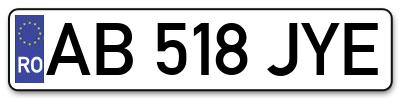 Placuta inmatriculare numar auto  AB-518-JYE, AB 518 JYE, AB518JYE