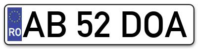 Placuta inmatriculare numar auto  AB-52-DOA, AB 52 DOA, AB52DOA