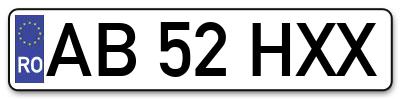 Placuta inmatriculare numar auto  AB-52-HXX, AB 52 HXX, AB52HXX